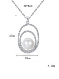 Collar con colgante ovalado de circón de moda de perlas de agua dulce de plata de ley 925