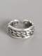 Anillo de banda de tendencia geométrica de plata de ley 925