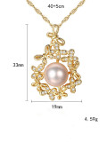 Collar con colgante de flor de circón de perlas de agua dulce de plata de ley 925