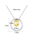 Collar de plata de ley 925 con colgantes de doble círculo brillante simple