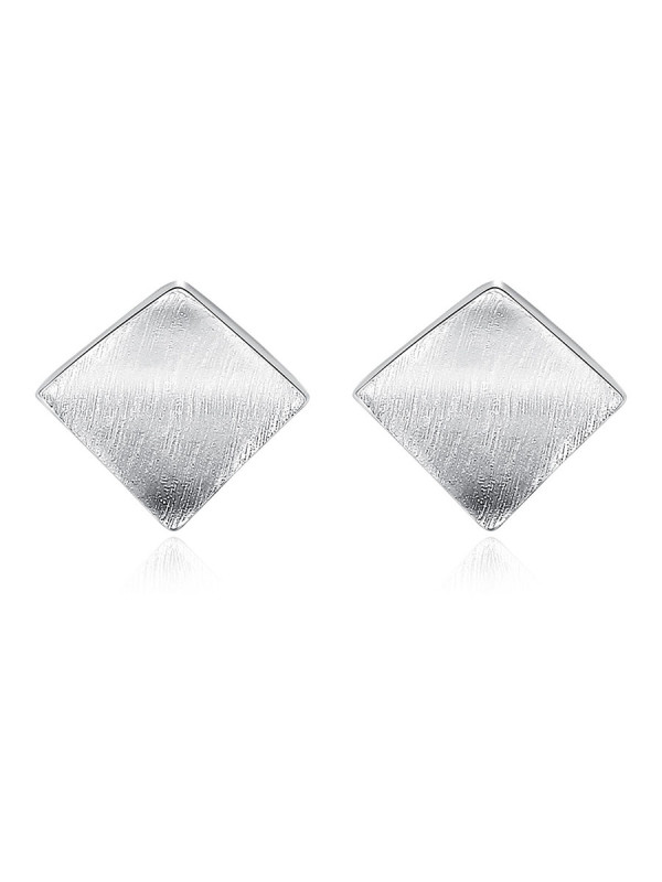 Pendientes de tuerca de plata de ley 925 con brillantes simplistas geométricos