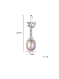 Pendientes de perlas naturales de agua dulce de 7-8 mm de plata esterlina con circón 3A