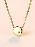 Collar con colgante redondo liso simple de plata de ley 925