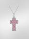 Collar de lujo con cruz de circonio cúbico de plata de ley 925