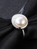 Anillo de plata de ley de 9-9,5 mm con perlas naturales, tamaño libre