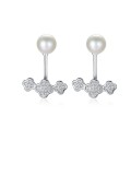 Pendiente colgante de plata de ley 925 con perla de agua dulce y flor multicolor