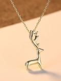 Collar con colgante de ciervo encantador simple de plata de ley 925