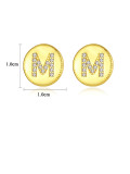 Aretes de plata esterlina 925 con circonita cúbica con monograma simple M