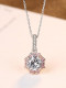 Collar de flor de circón dulce AAA de plata de ley