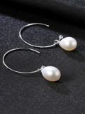 Pendientes minimalistas de plata de ley con perlas de agua dulce