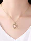 Collar con colgante de flor de circón de perlas de agua dulce de plata de ley 925