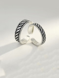 Plata de ley 925 con anillos de compromiso irregulares vintage chapados en plata antigua