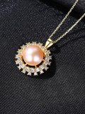 Plata de ley 925 con collares redondos simplistas de perlas artificiales