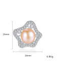 Pendientes de perlas naturales de agua dulce con circón AAA de plata esterlina