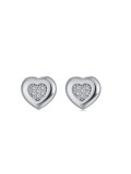 Pendiente de botón minimalista de corazón de circonita cúbica de plata de ley 925
