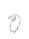 Anillo de banda minimalista con corazón de circonita cúbica de plata de ley 925