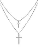 Collar minimalista con cruz de circonita cúbica de plata de ley 925