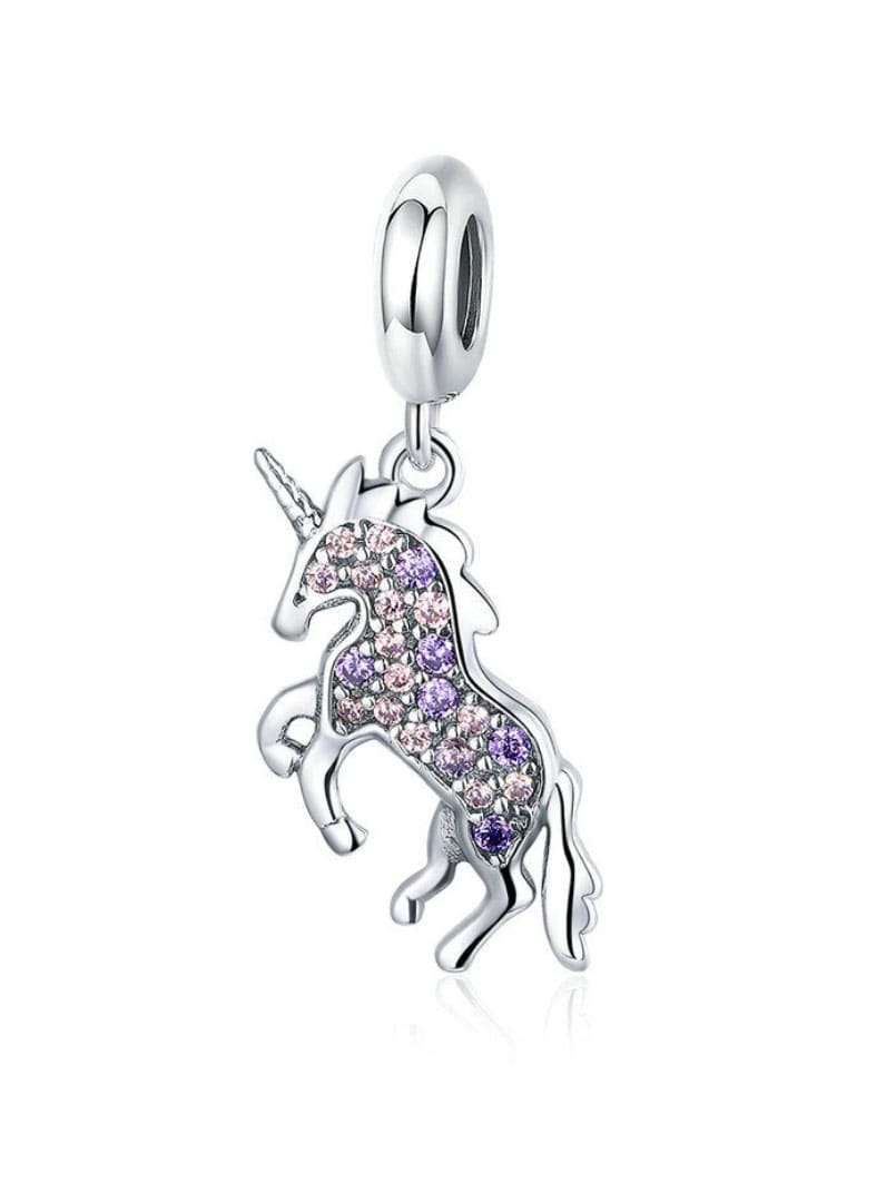 925 lindos encantos de unicornio de plata