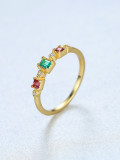 Plata de ley 925 con anillos de banda cuadrada simplistas chapados en oro