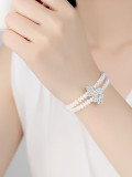 Exquisita joyería nueva elegante pulsera de perlas naturales de doble capa