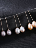 Pendientes de perlas naturales de plata pura de 8-9 mm