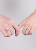 Anillo de Pareja Vintage Irregular de Plata de Ley 925