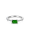 Anillo de banda minimalista geométrico de plata de ley 925 con circonita cúbica
