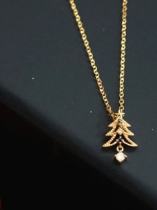 Collar delicado de árbol de oro con diamantes de imitación de plata de ley 925
