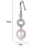 Pendiente de gancho clásico geométrico hueco de perla de agua dulce de plata de ley 925