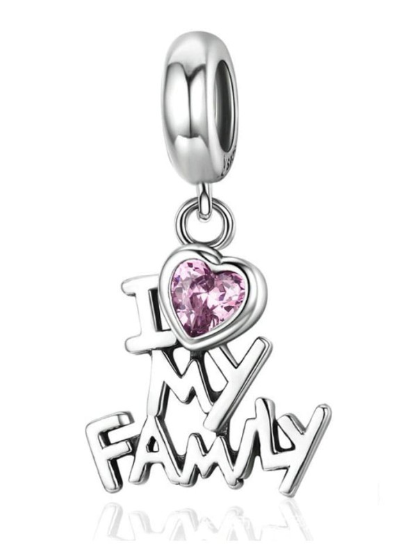 Charms de plata 925 con letras amo a mi familia