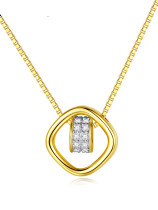 Collar minimalista geométrico de diamantes de imitación de plata de ley 925