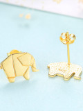 Pendientes de tuerca de plata de ley 925 con elefante animal simplista