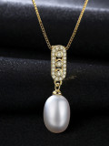 Colgante de perla natural de plata pura Collar chapado en oro genuino de 18 quilates
