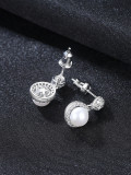 Pendientes Jane de agua dulce natural de plata esterlina con circón 3A