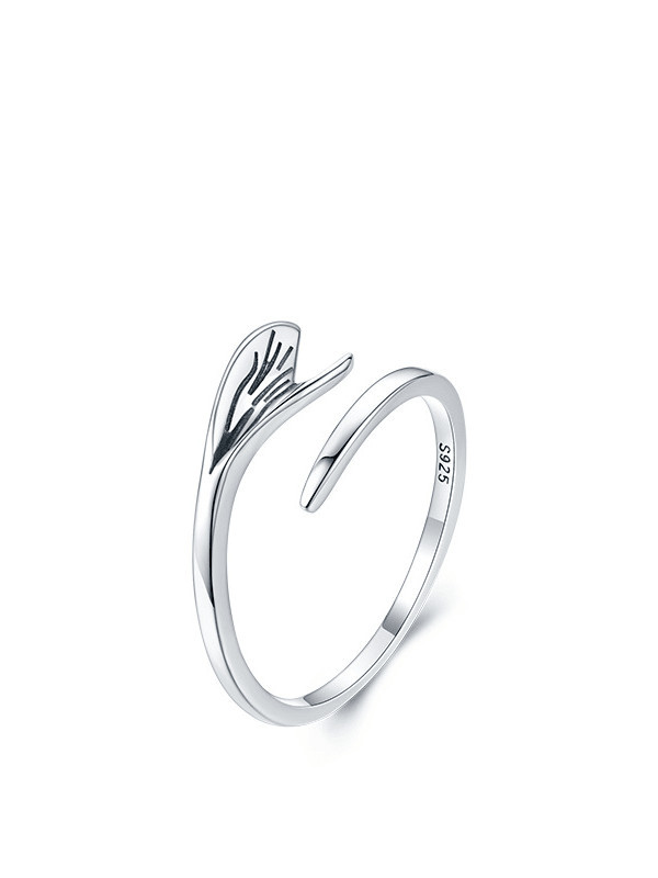 Anillo de banda de tendencia de cola de pez de plata de ley 925