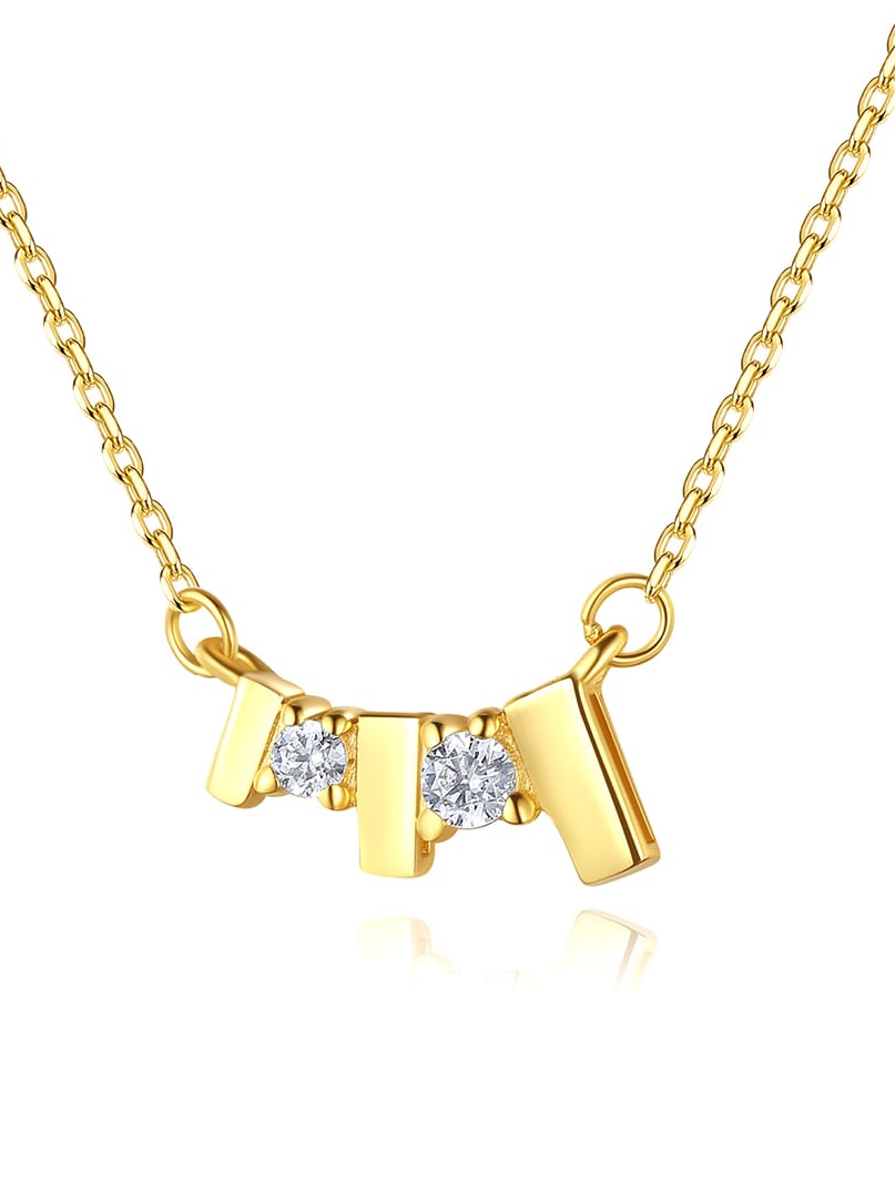 Collar minimalista geométrico de plata de ley 925 con circonitas cúbicas