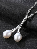 Collar de estilo minimalista de perlas naturales de plata pura