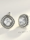 Pendientes de botón de turquesa blanca cuadrada retro de plata tailandesa