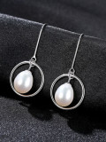 Aretes simples de perlas naturales de plata esterlina de 8-9 mm