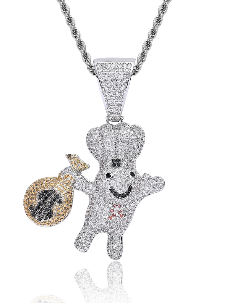 Latón Cubic ZirconiaMoneybag Fuwa Hip Hop Collar