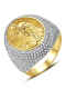 Anillo de banda de hip hop geométrico de circonita cúbica de oro laminado