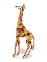 Broche de tendencia de jirafa de dibujos animados de esmalte de aleación