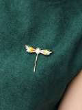 Broche de tendencia de libélula de esmalte de diamantes de imitación de latón