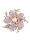 Broche Flor Tendencia Latón Zirconia Cúbica