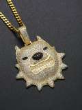 Collar de hip hop de perro con circonita cúbica de oro laminado