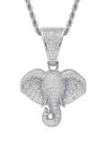 Collar de hip hop con elefante de circonita cúbica de oro laminado