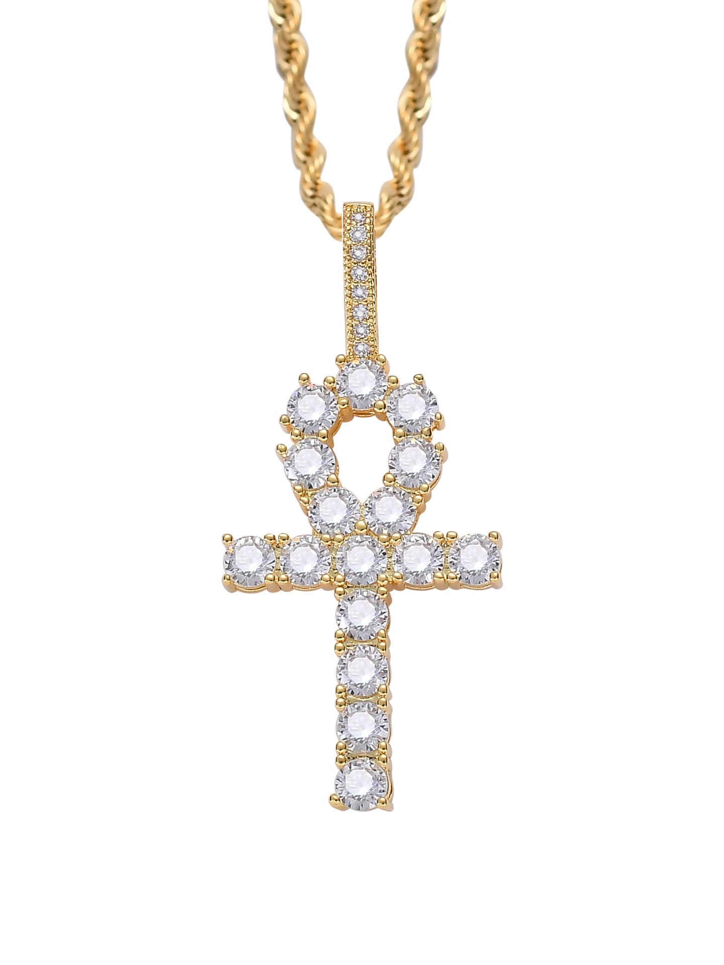 Collar de Hip Hop con Cruz de Zirconia Cúbica de oro laminado