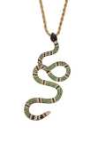 Collar de hip hop de serpiente de circonita cúbica de oro laminado