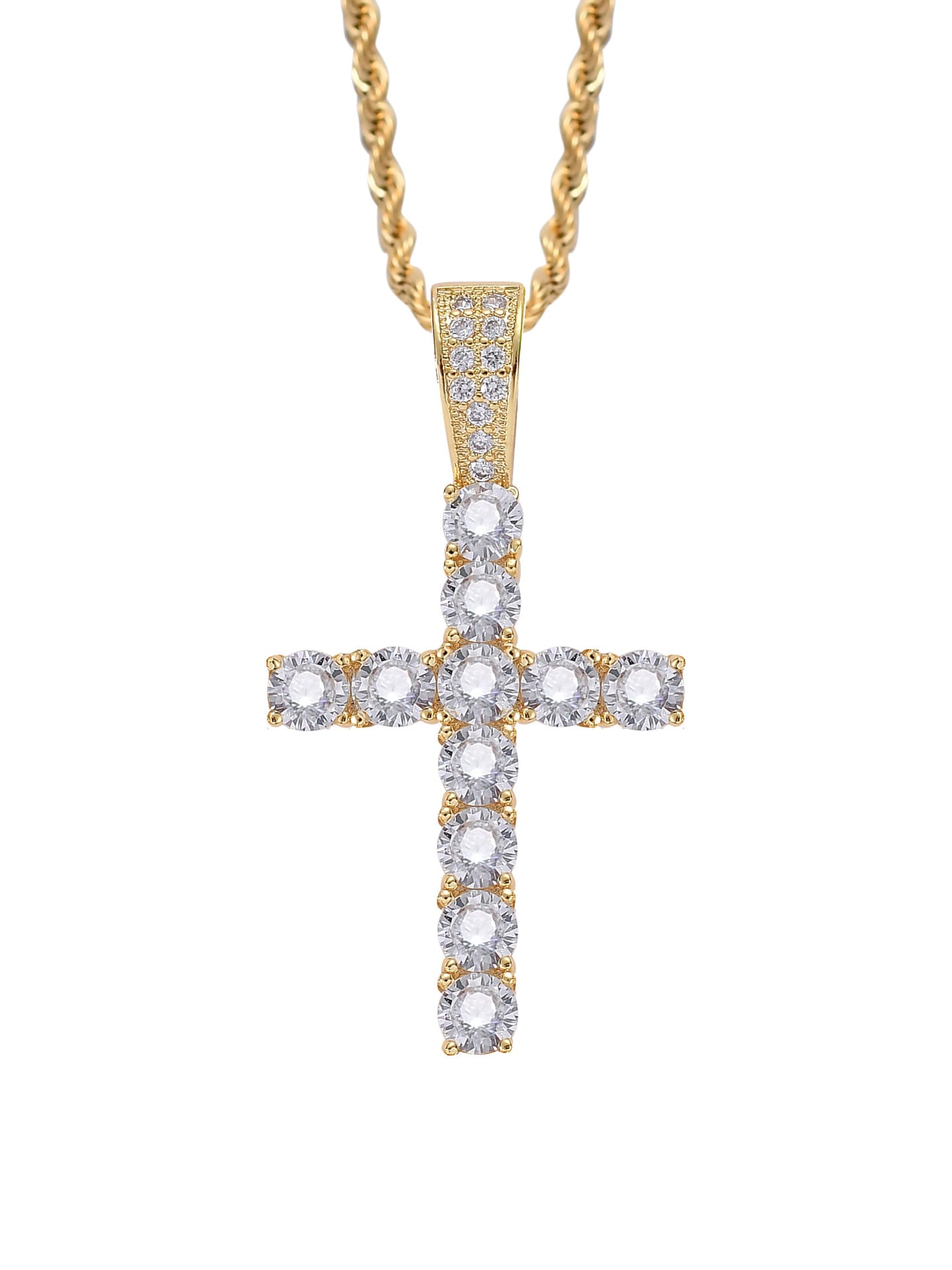 Collar de Hip Hop con Cruz de Zirconia Cúbica de oro laminado