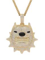 Collar de hip hop de perro con circonita cúbica de oro laminado